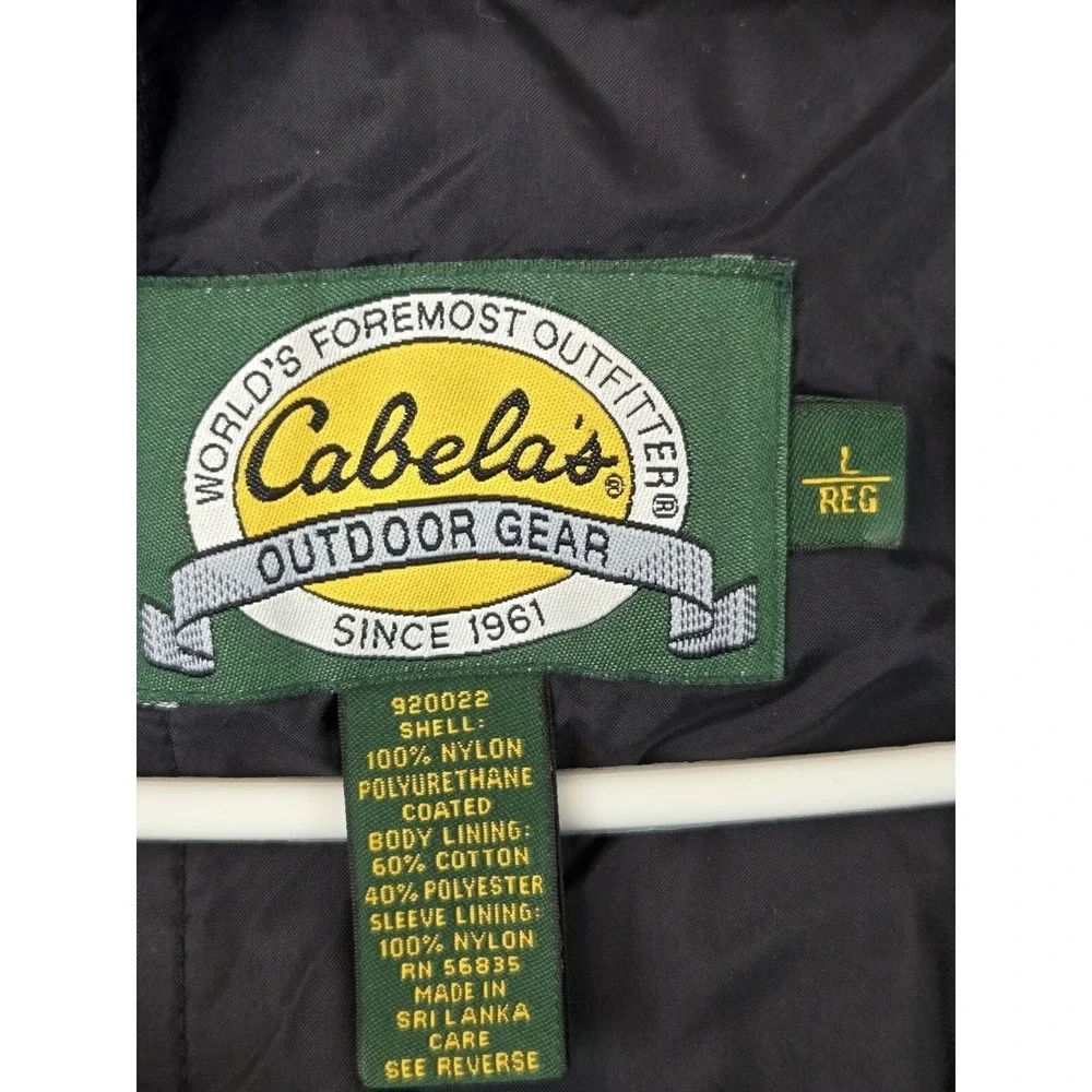 Cabelas Hoodie Windbreaker Jacket Size L Nylon Green Black